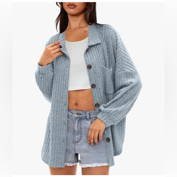 NWT BLUE GREY SOFT SHIRT SHACKET-S - Picture 5 of 13